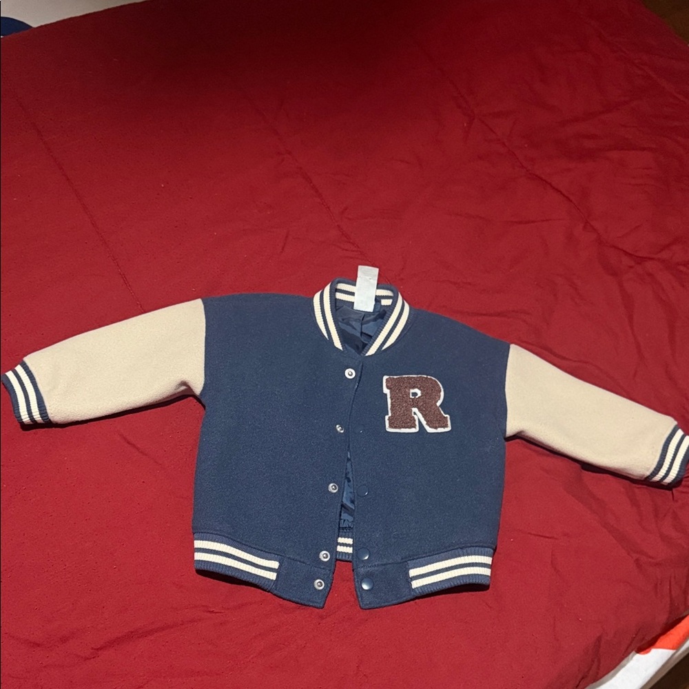 H&M Kids Navy and Cream Letterman Jacket